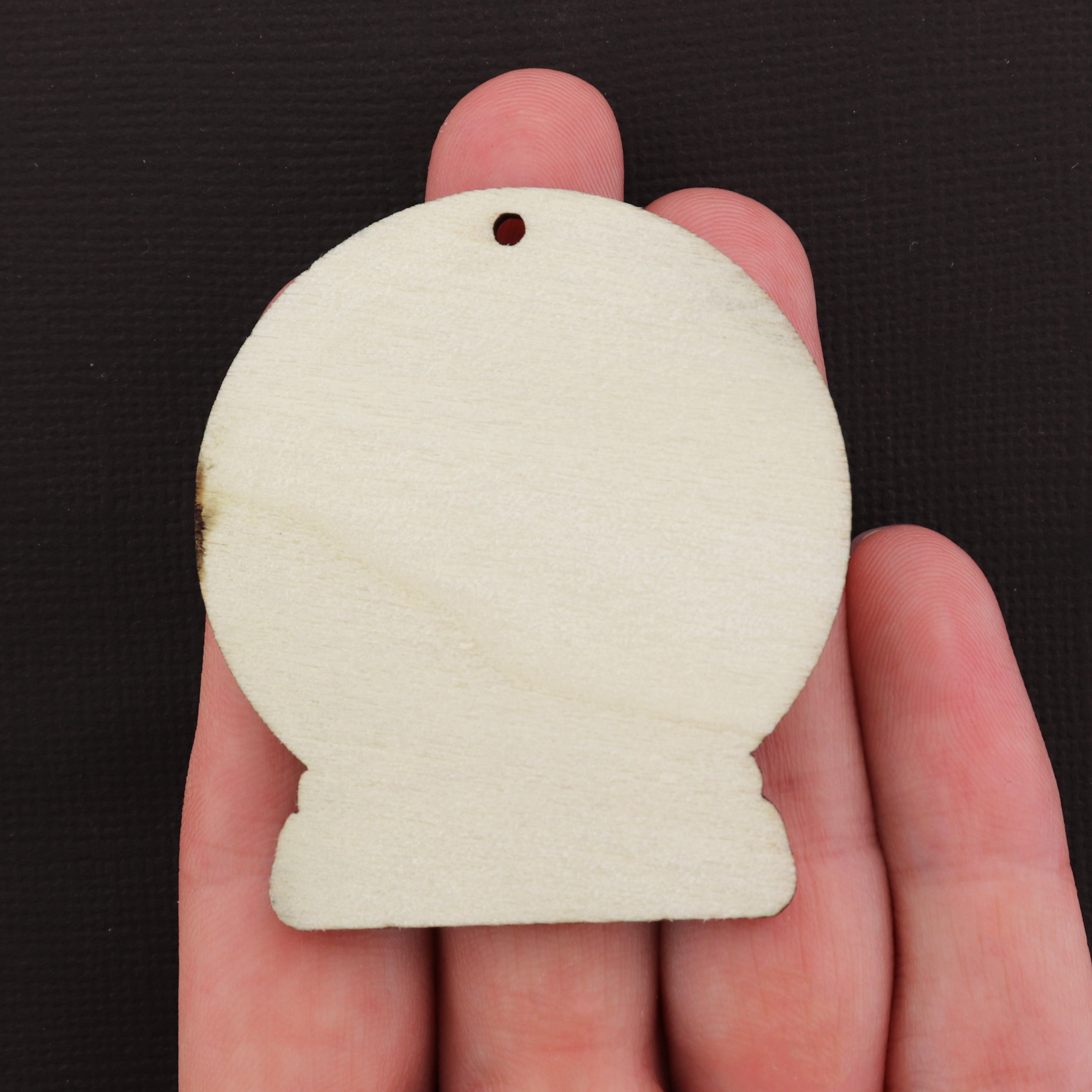 4 Christmas Snow Globe Penguin Natural Wood Charms - WP001