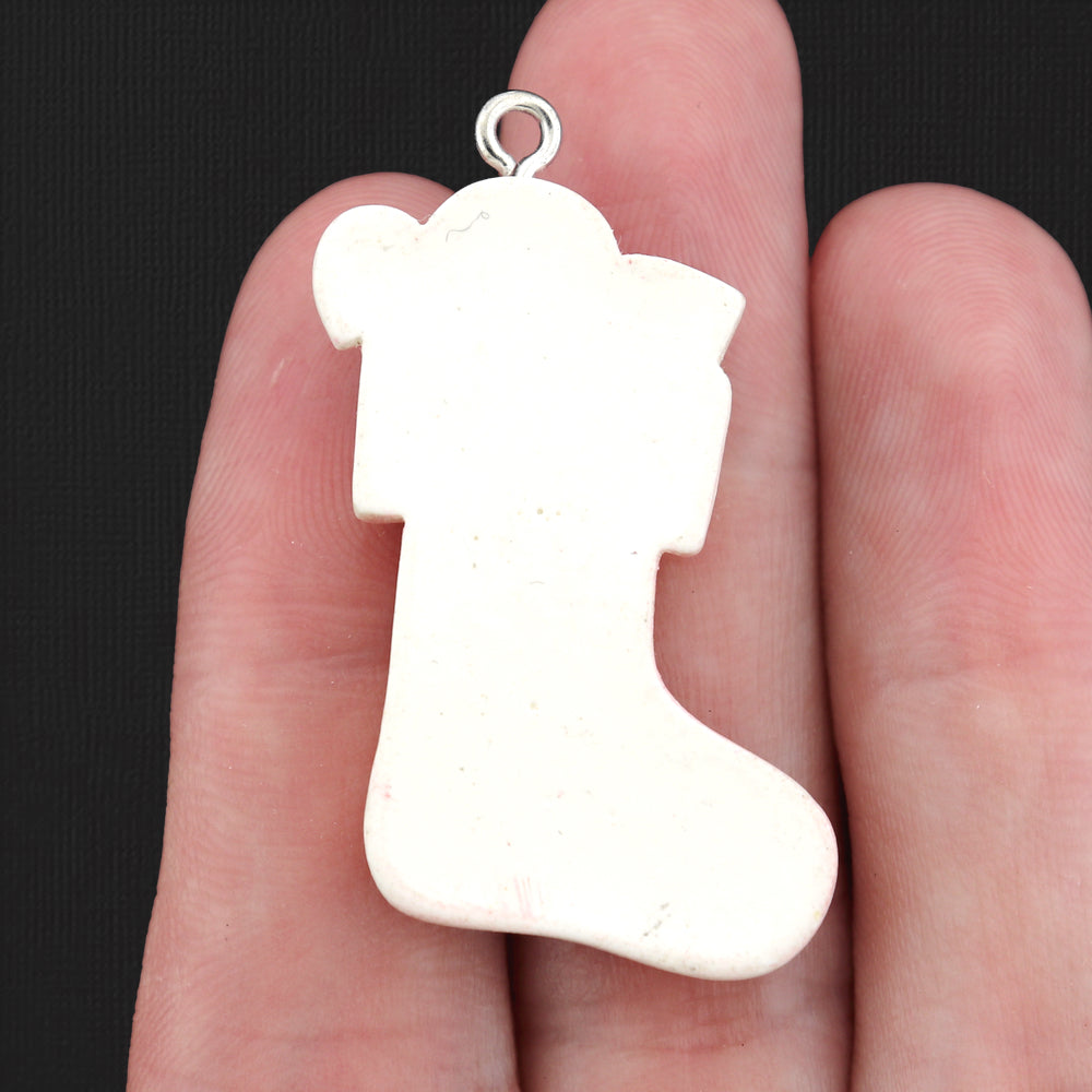 4 Christmas Stocking Resin Charms - K163