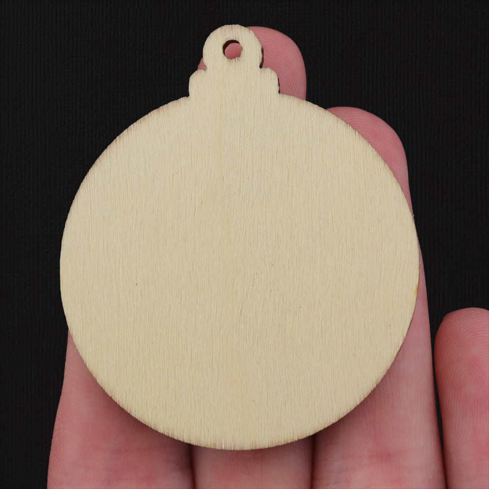 4 Christmas Tree Ornament Natural Wood Charms - WP003
