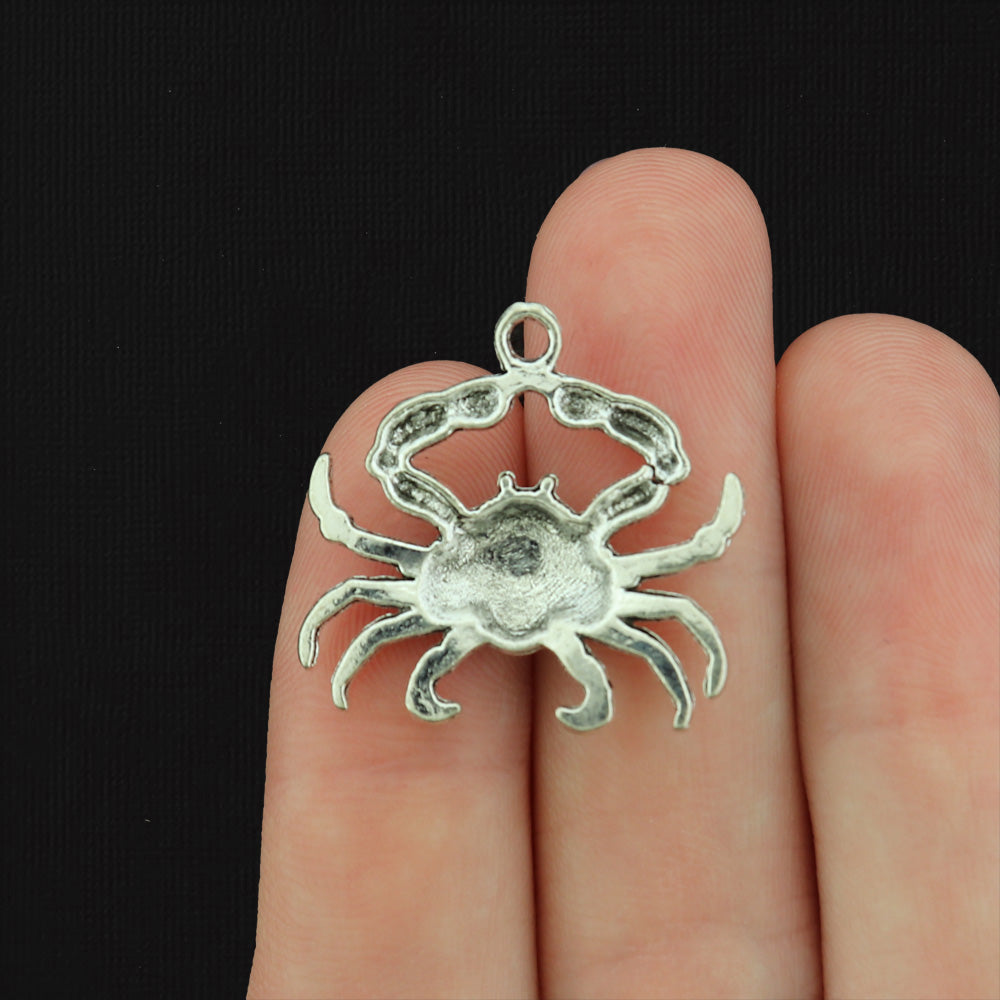 4 Crab Antique Silver Tone Charms - SC3321