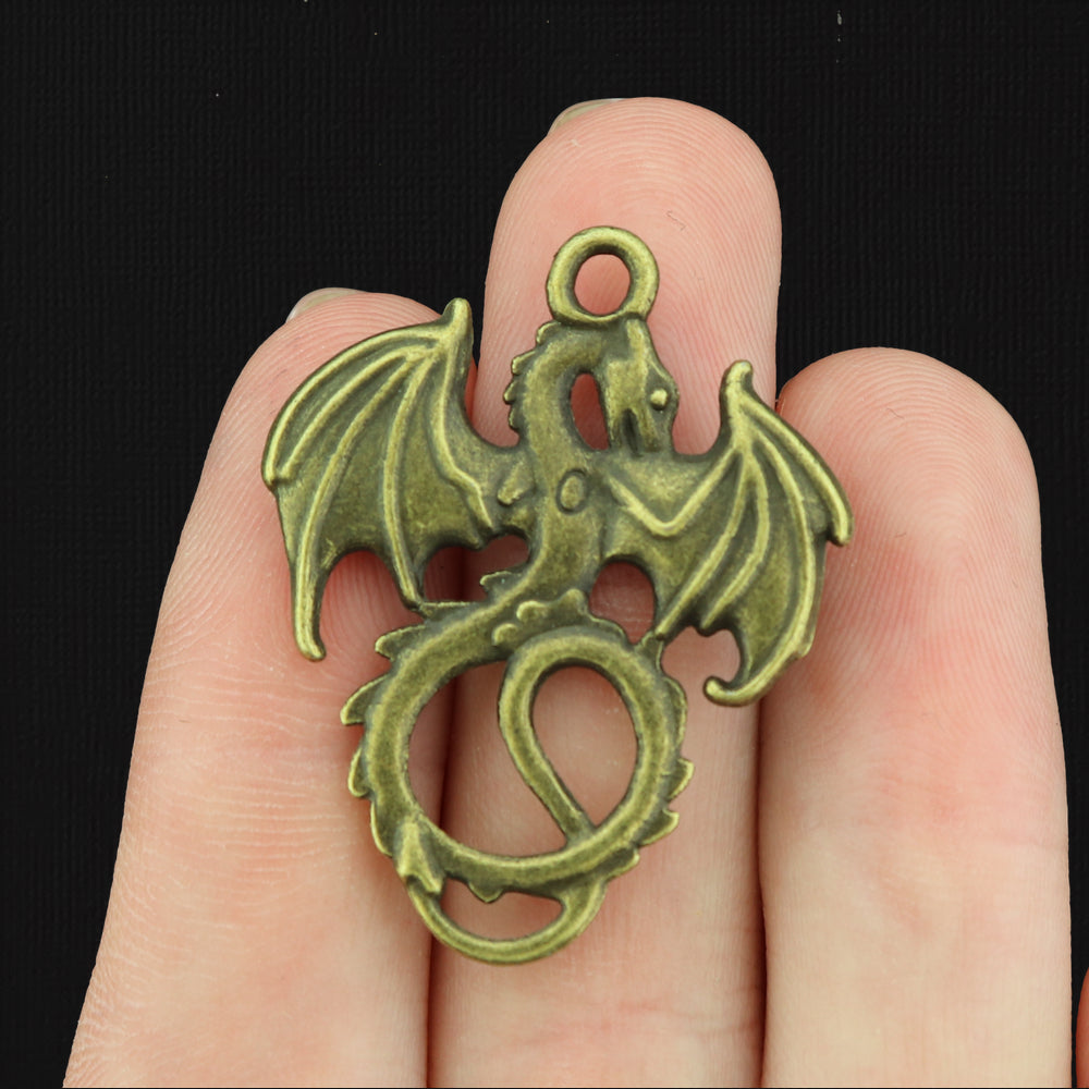 4 Dragon Antique Bronze Tone Charms - BC005