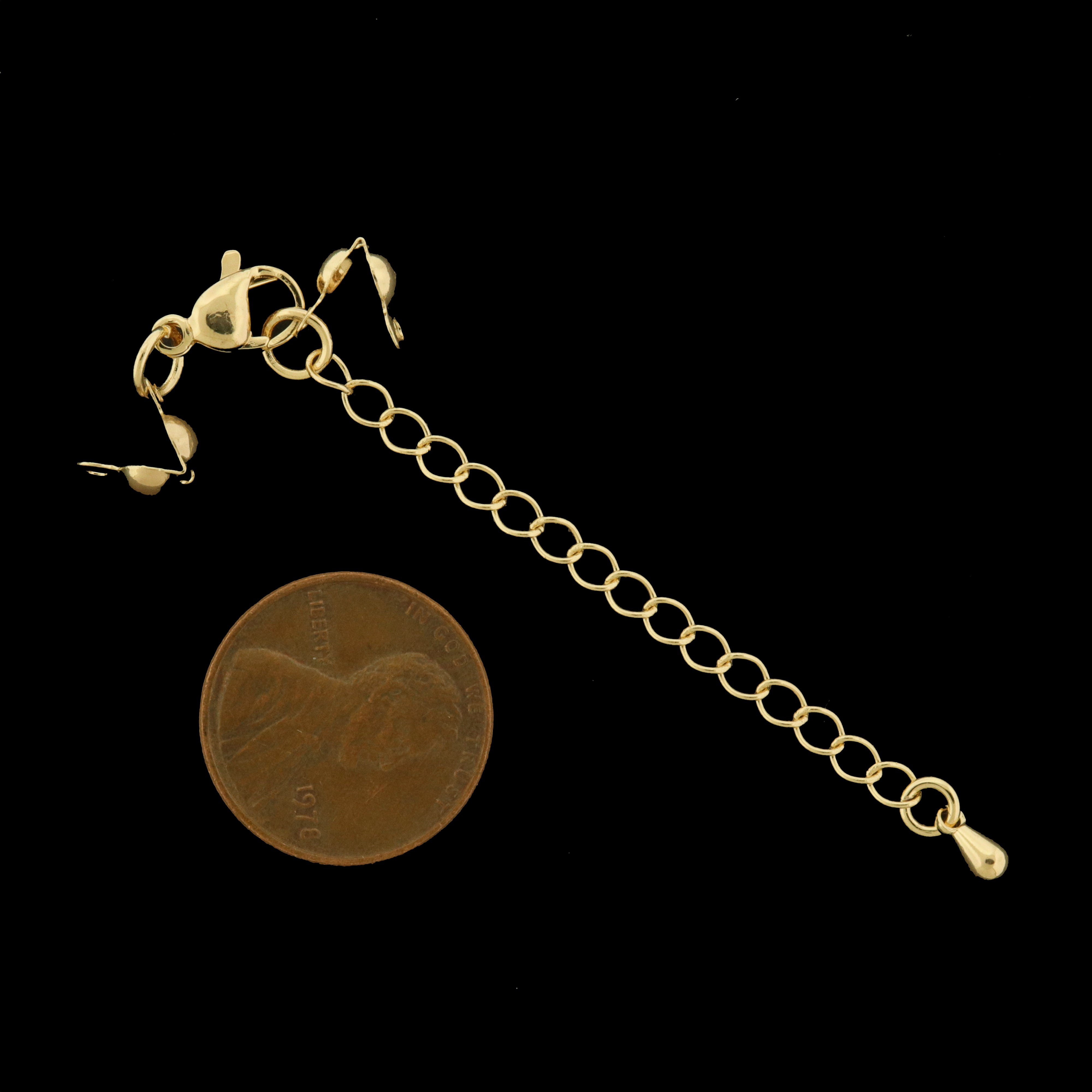 4 Extender Chain with Crimp Covers - 14k Gold Plated Brass - GLD1151