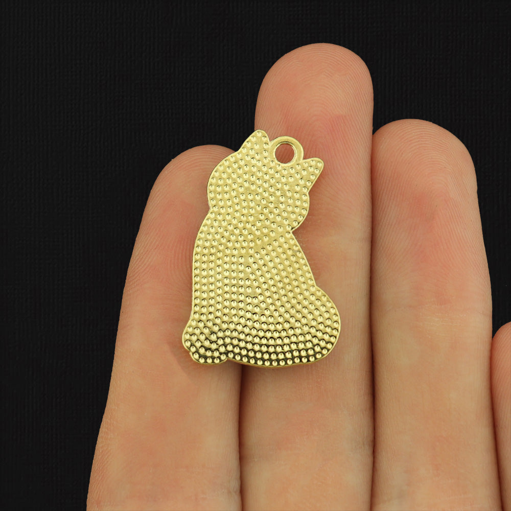 4 Floral Black Cat Gold Tone Enamel Charms - E542