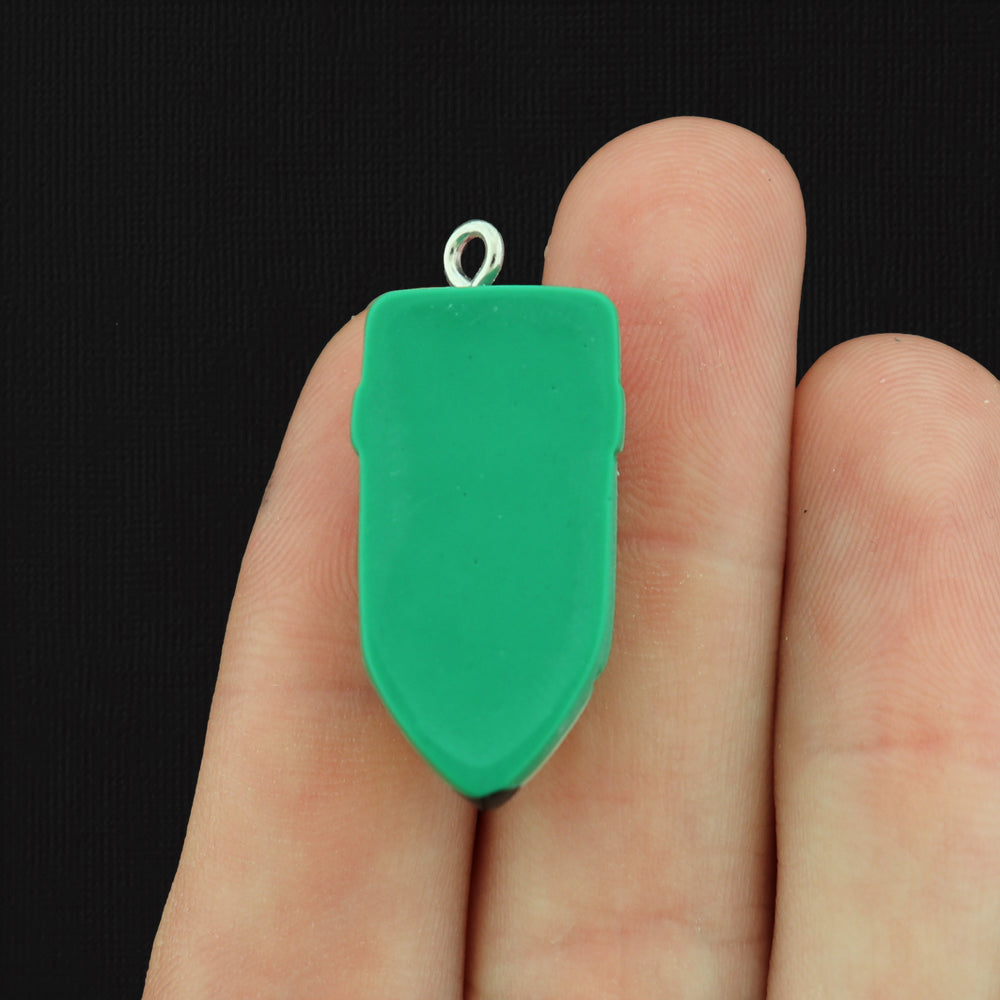 4 Green Pencil Resin Charms - K040