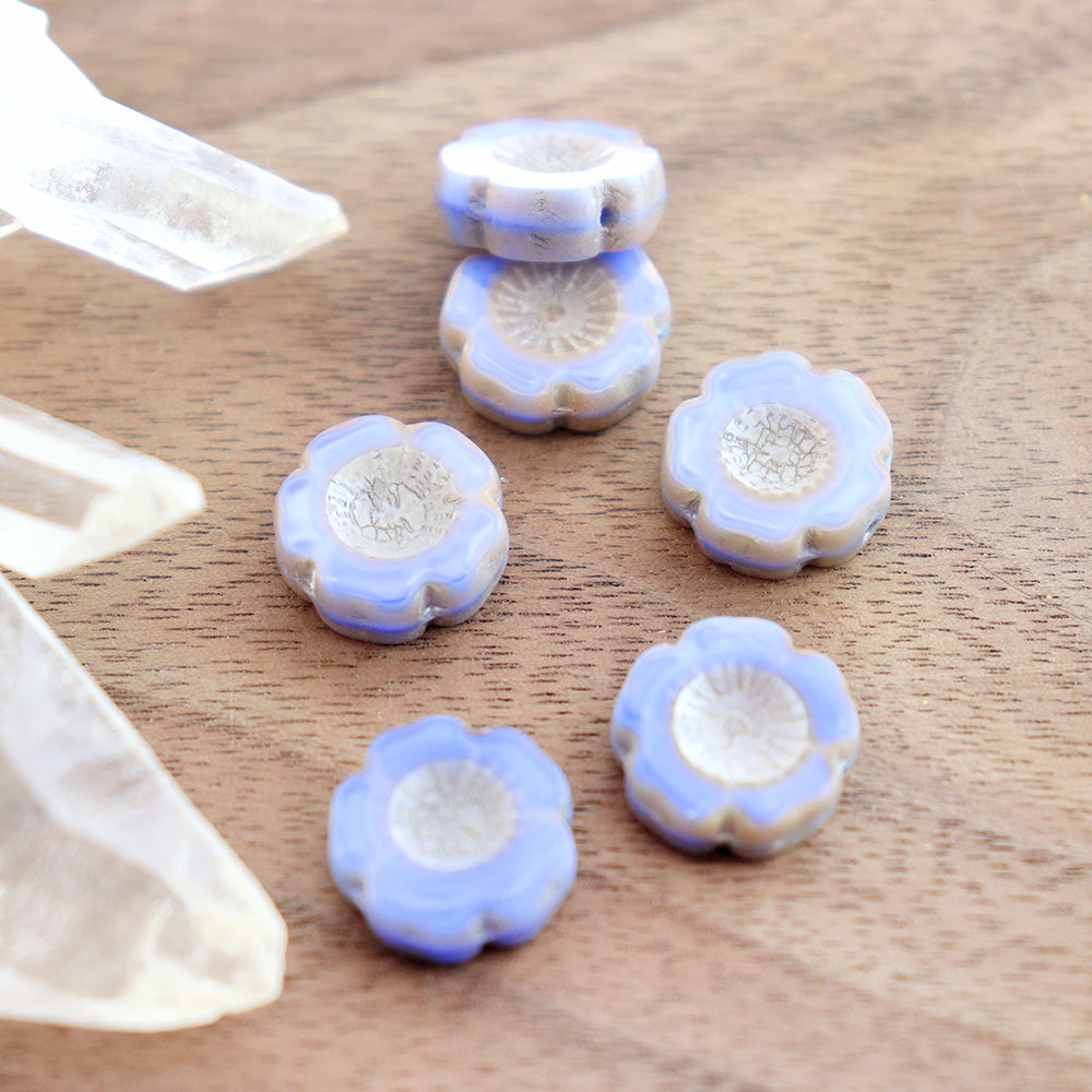 4 Hawaiian Flower Czech Table Cut Glass Beads - 14mm - Choose Your Color!