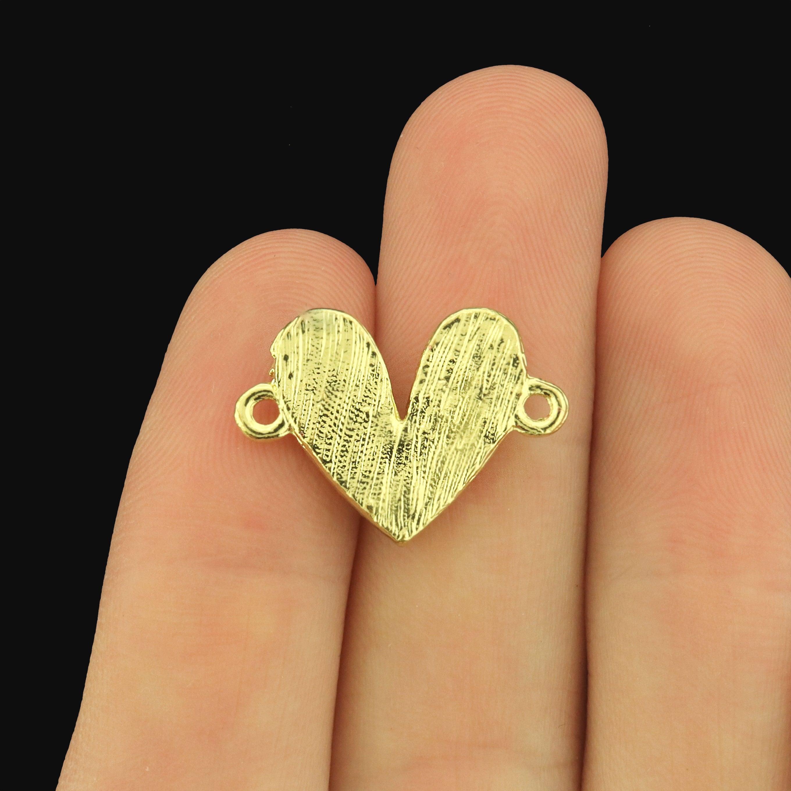 4 Heart Acrylic Gold Tone Connector Charms - Choose Your Color!
