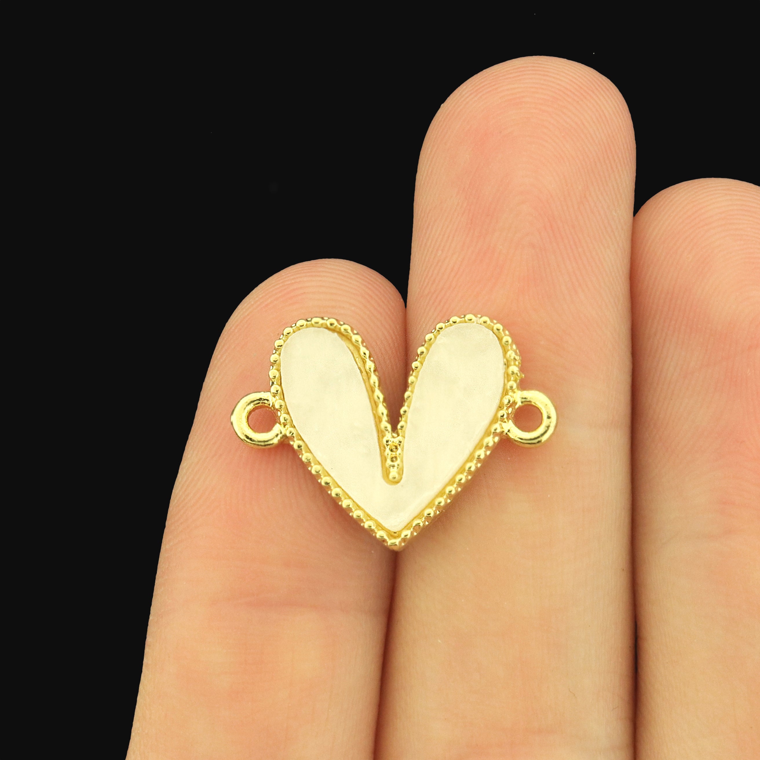 4 Heart Acrylic Gold Tone Connector Charms - Choose Your Color!