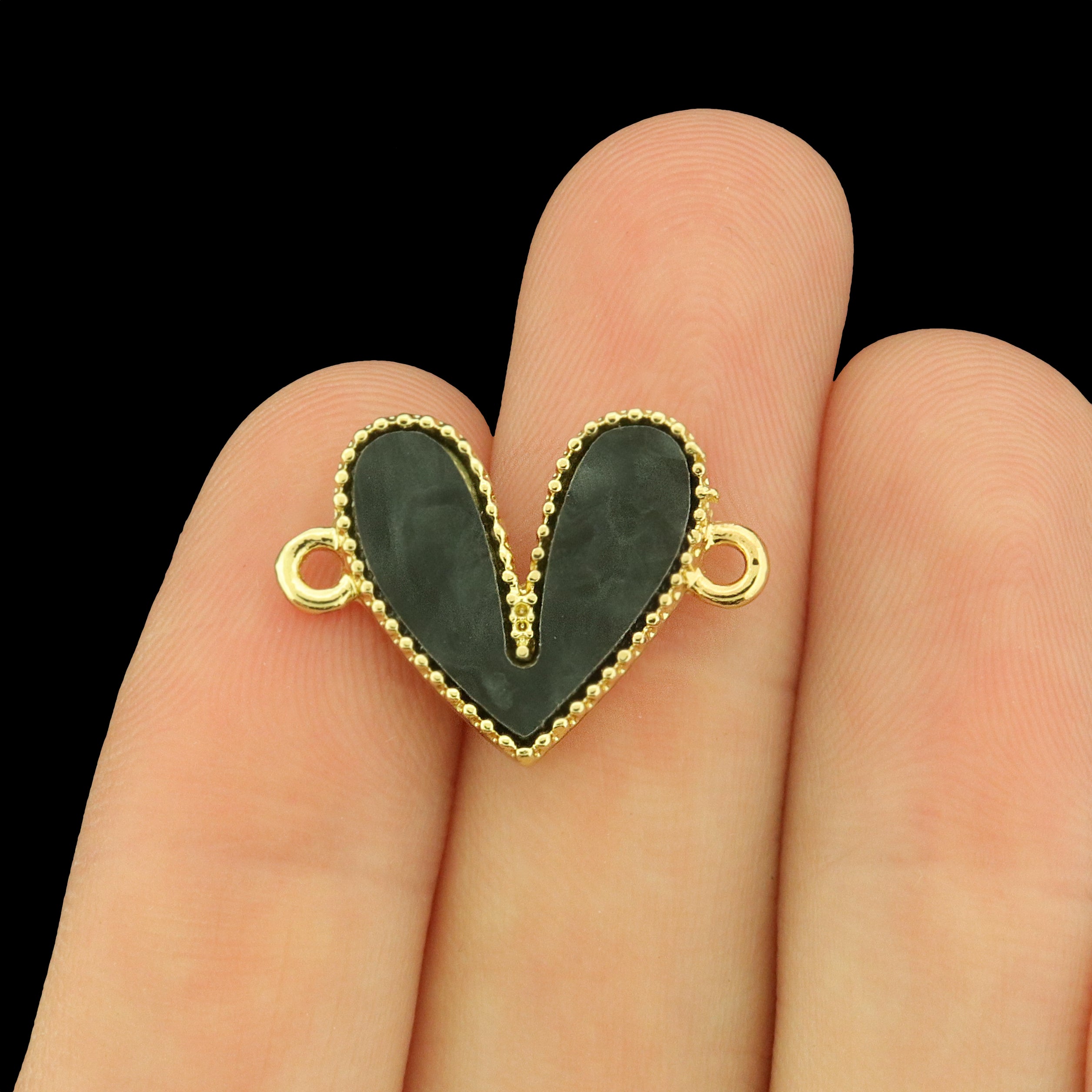 4 Heart Acrylic Gold Tone Connector Charms - Choose Your Color!