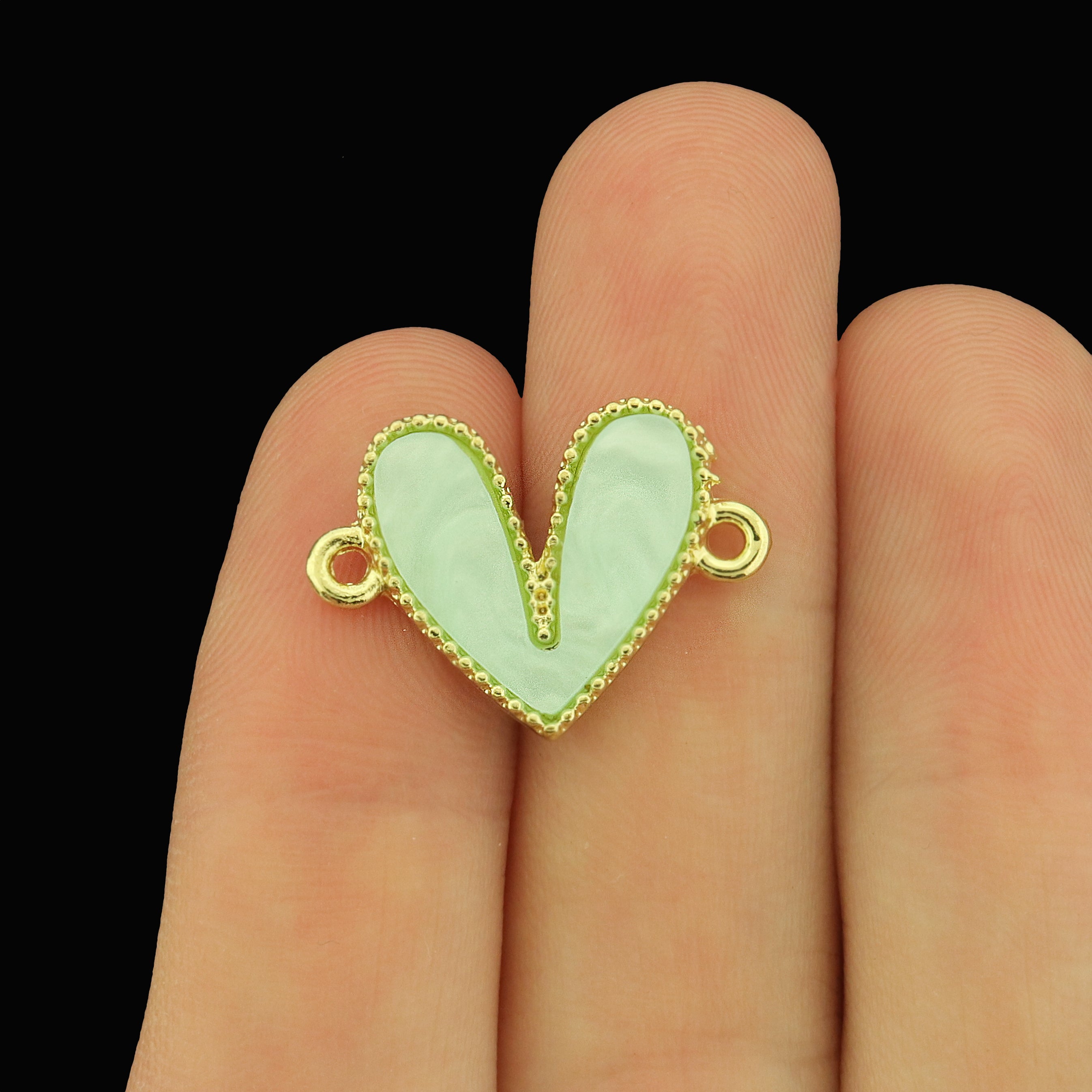 4 Heart Acrylic Gold Tone Connector Charms - Choose Your Color!