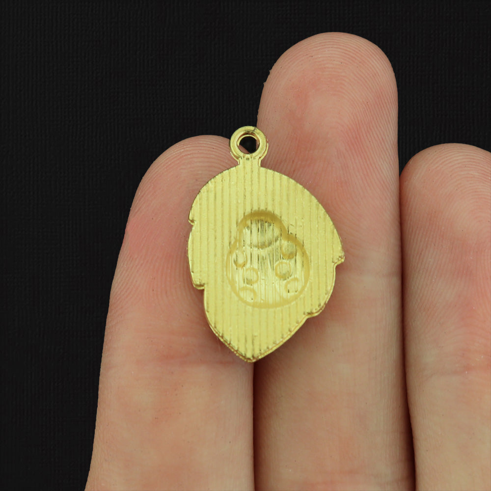4 Ladybug on Leaf Gold Tone Enamel Charms - E170