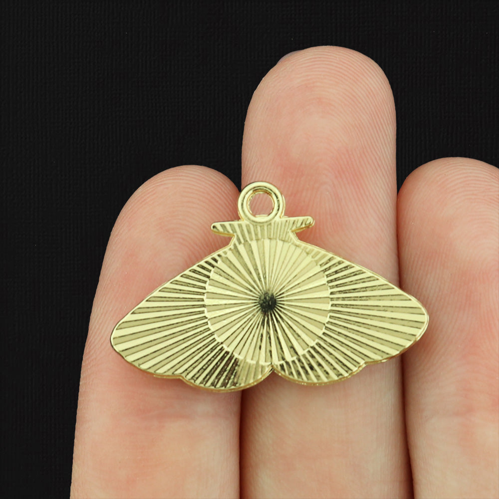 4 Multicolor Moth Gold Tone Enamel Charms - E333