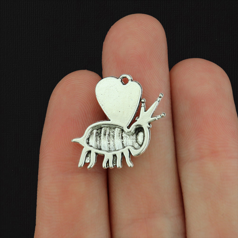 4 Queen Bee Antique Silver Tone Charms - SC780