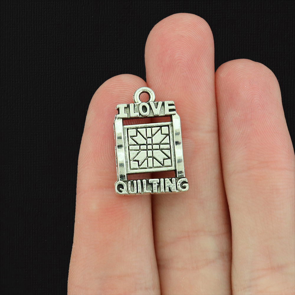 4 Quilting Antique Silver Tone Charms - SC5206