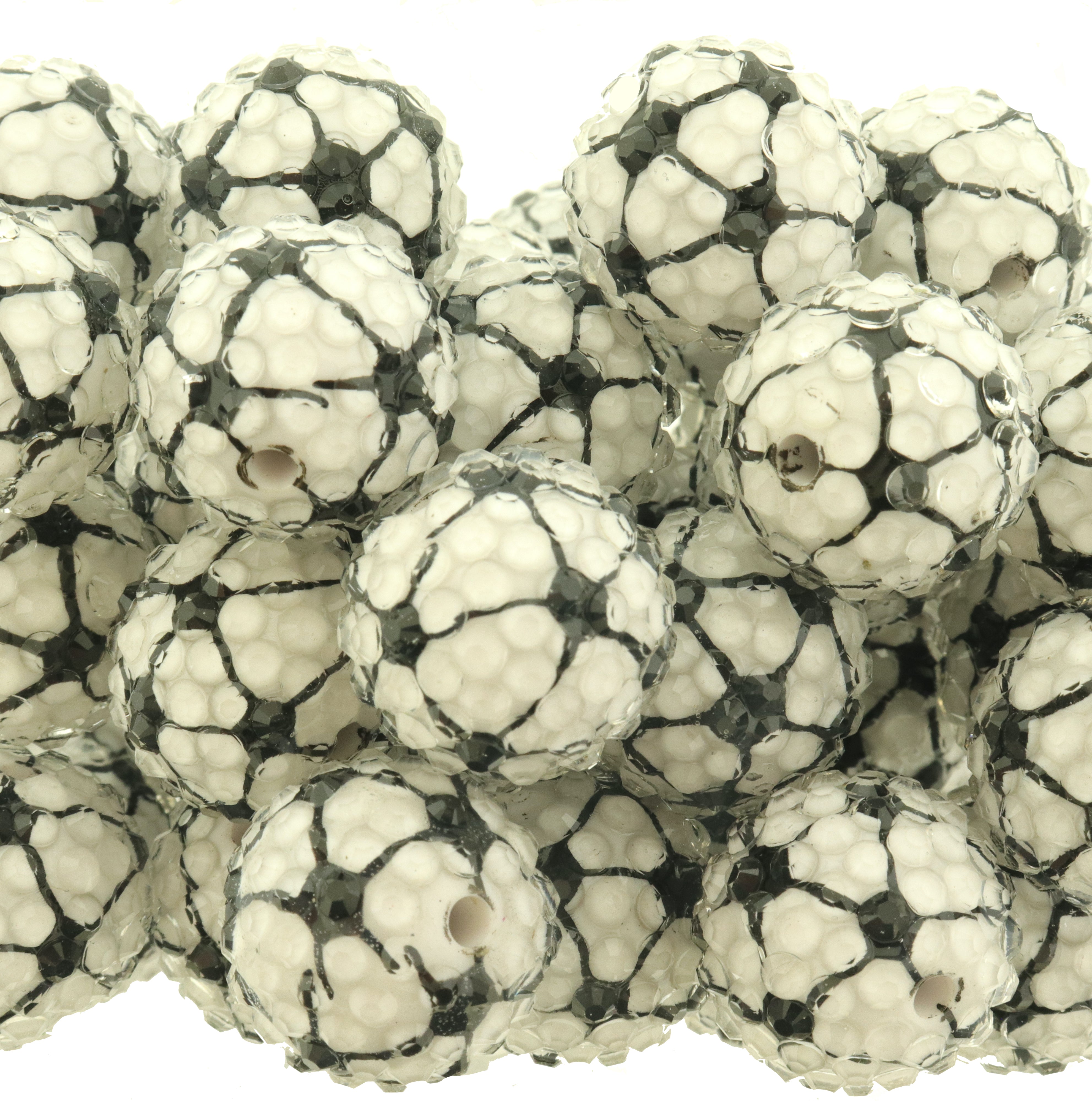 4 Round Sports Beads with CZs - 20mm - Choose Your Sport!