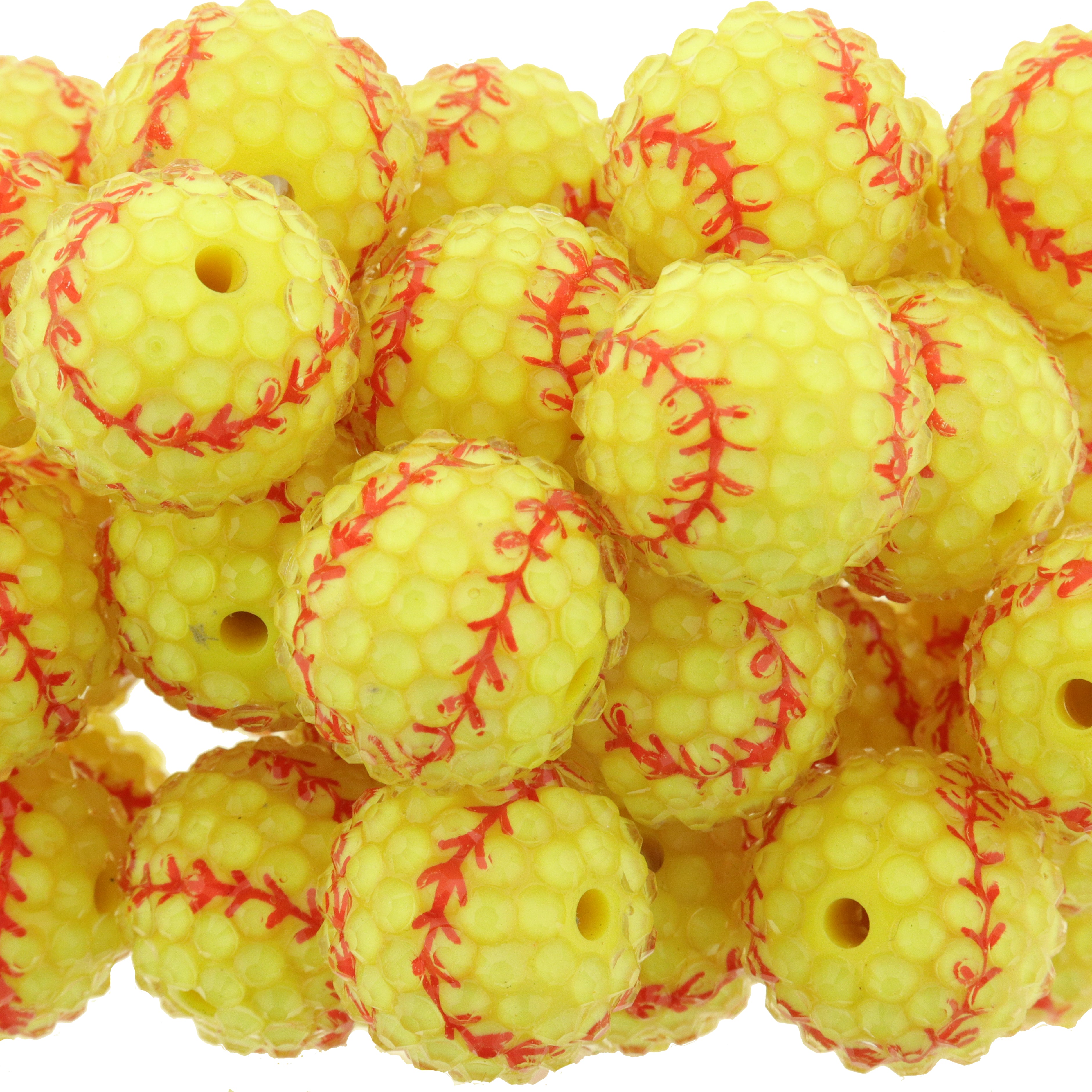 4 Round Sports Beads with CZs - 20mm - Choose Your Sport!