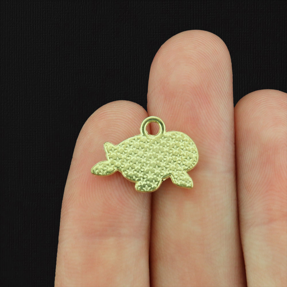 4 Sea Turtle Gold Tone Enamel Charms - E352