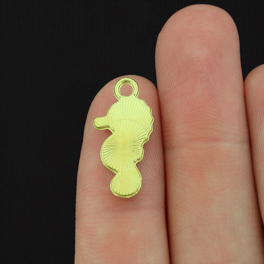 4 Seahorse Gold Tone Enamel Charms - E307
