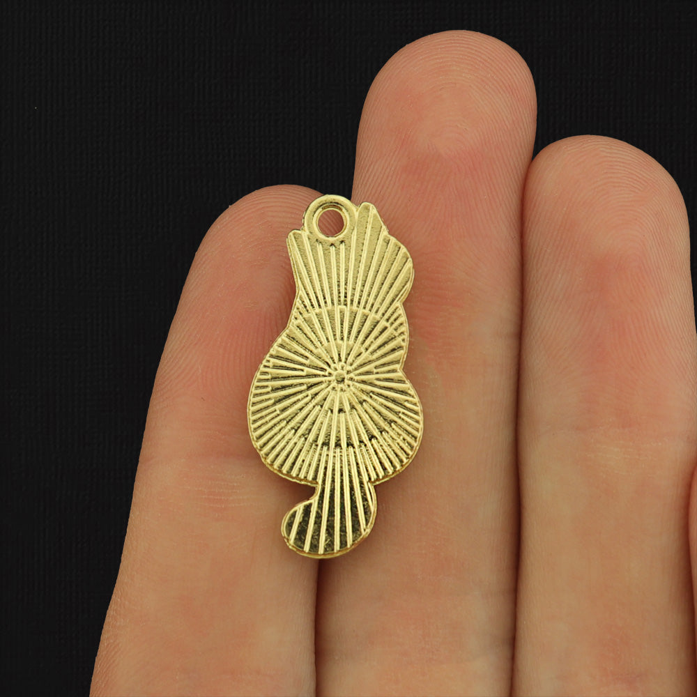 4 Skull Black Cat Gold Tone Enamel Charms - E547