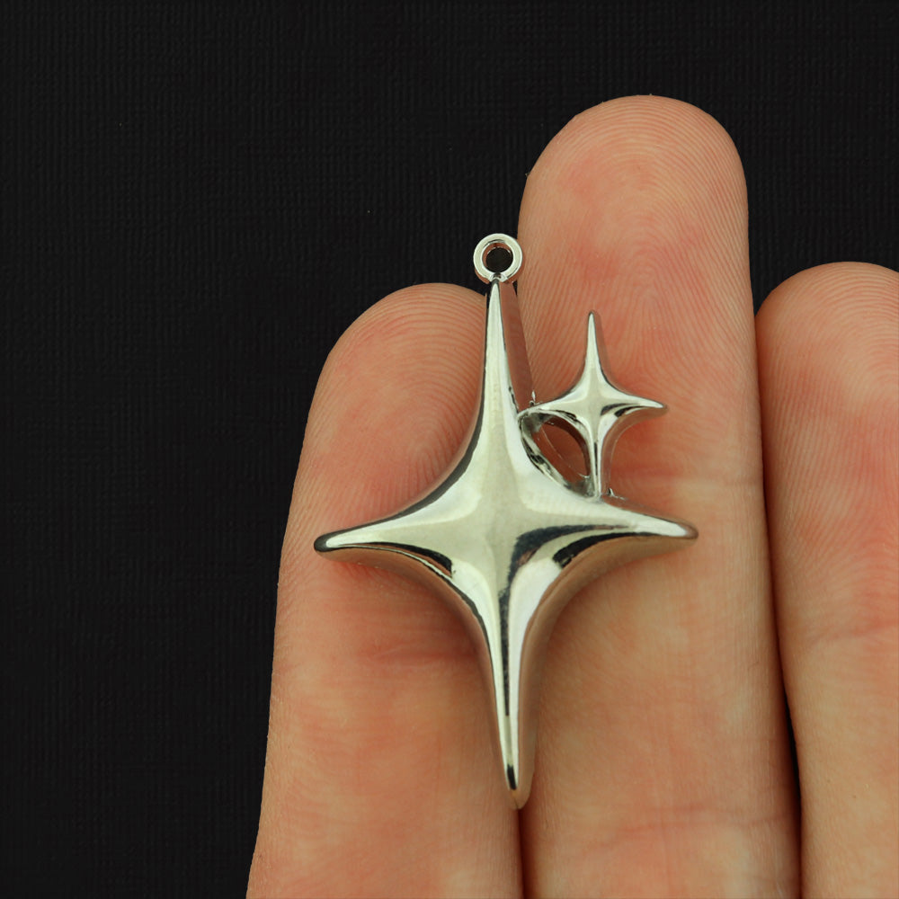 4 Star Antique Silver Tone Charms - SC503