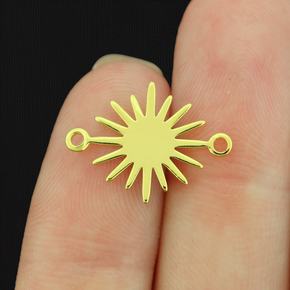 4 Sun Connector Copper Charms 2 Sided - Choose Your Tone