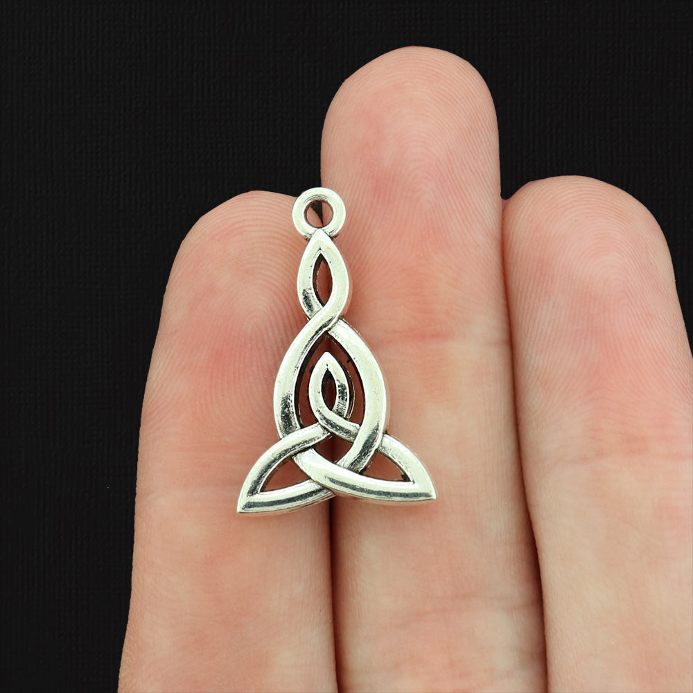 4 Triquetra Celtic Knot Antique Silver Tone Charms 2 Sided - SC851
