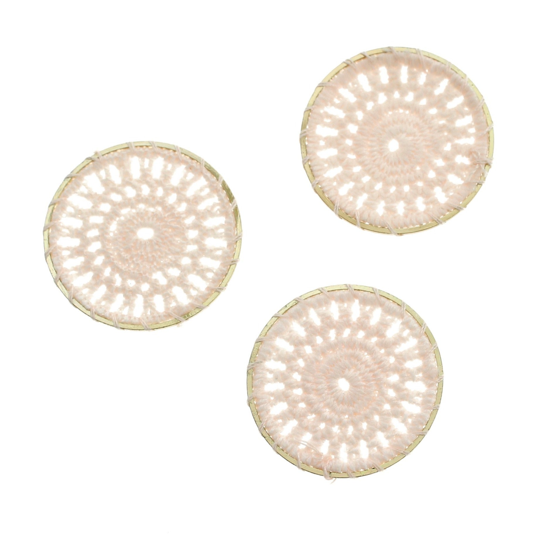 4 Woven Lace Gold Tone Pendants - Choose Your Color!