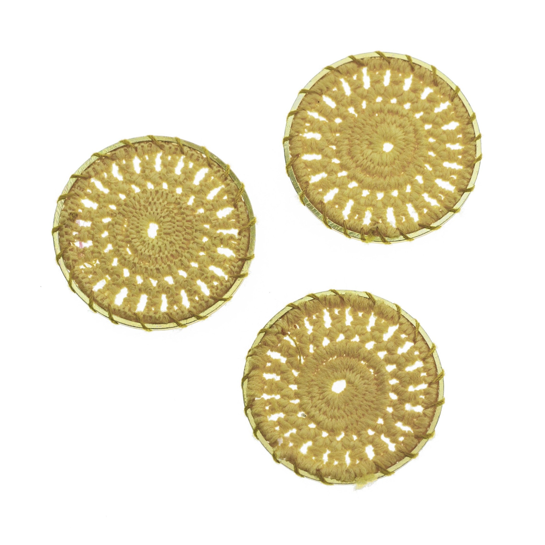 4 Woven Lace Gold Tone Pendants - Choose Your Color!