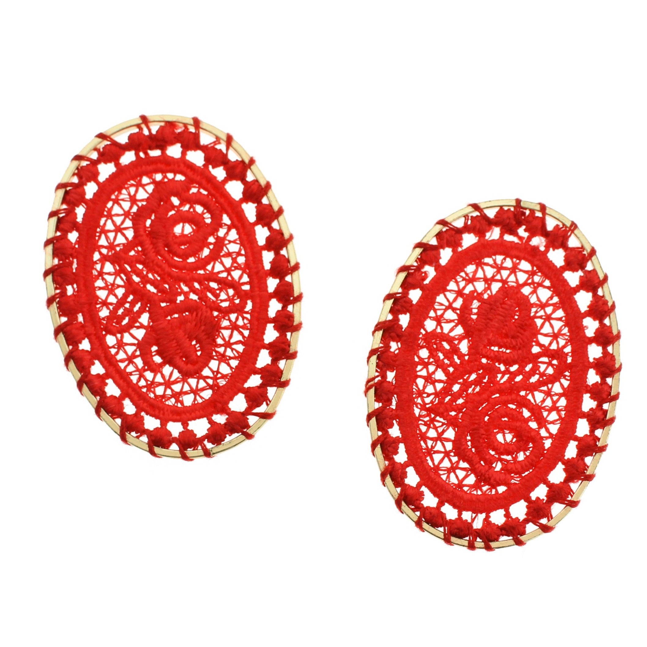 4 Woven Lace Gold Tone Pendants - Choose Your Color!