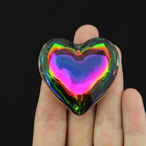 Rainbow Heart Glass Pendant Charm - Choose Your Color
