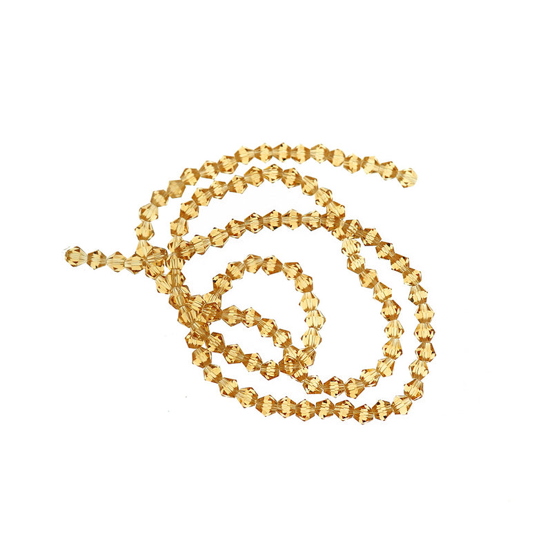 SALE Faceted Bicone Glass Beads 4mm x 4.5mm - Polished Gold - 1 Strand 115 Beads - LBD2269