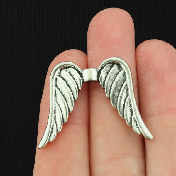Angel Wings Spacer Metal Beads 30mm x 24mm - Silver Tone - 4 Beads - SC109