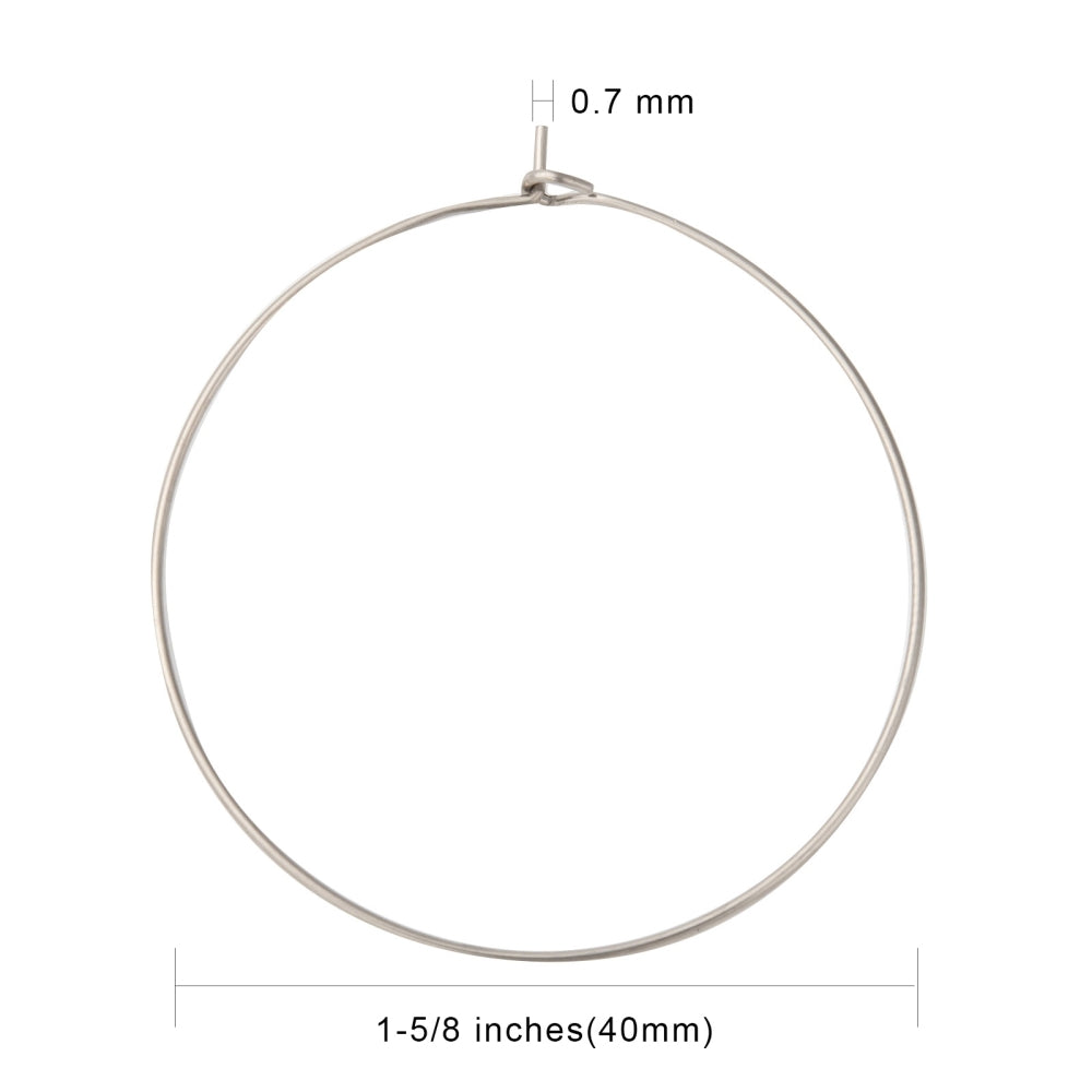20 Surgical Stainless Wine Charm Hoops - Silver or 18k Gold Plated - Choose Your Size!