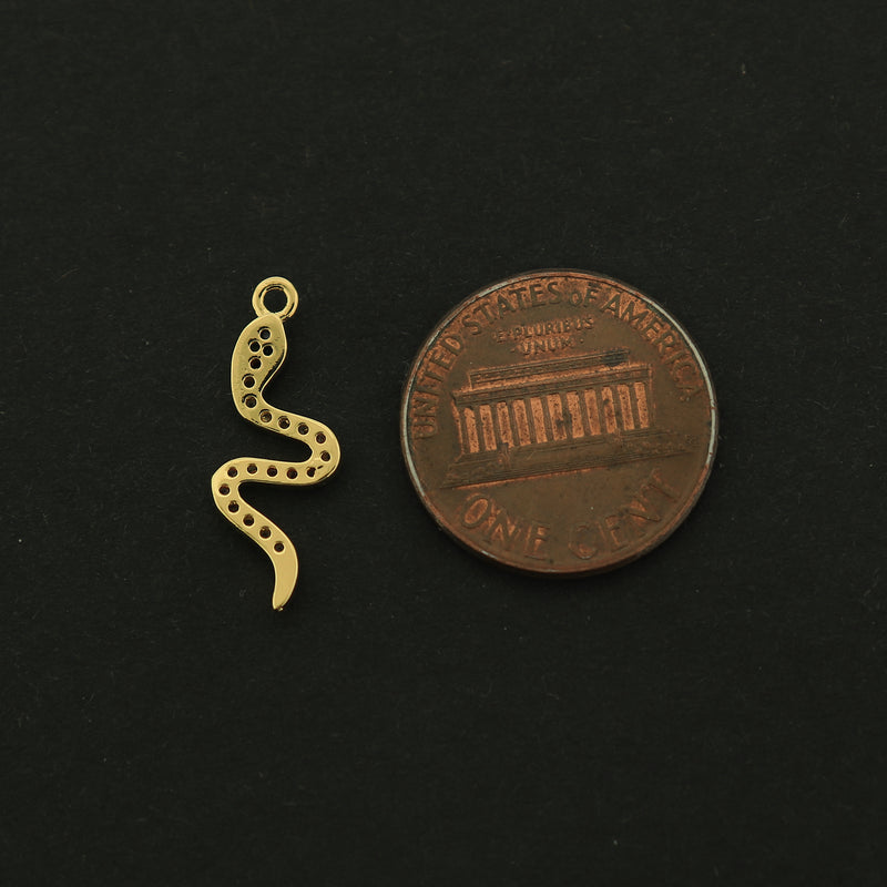 14k Snake Charm - Reptile Pendant - 14k Gold Filled - GLD411