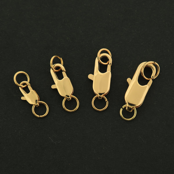 18k Gold Lobster Clasp - 4 Clasps - 18K Gold Filled - Choose Your Size