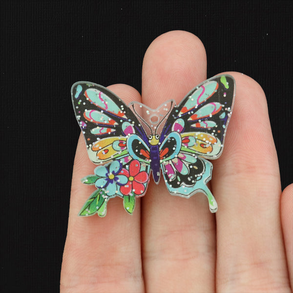 4 Butterfly Acrylic Charms - K306