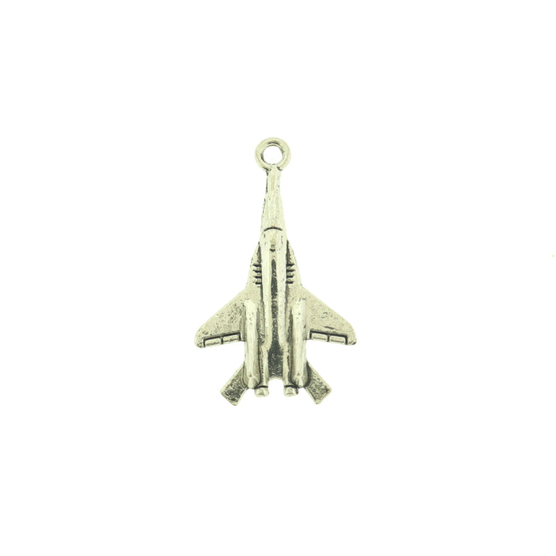 15 Airplane Jet Antique Silver Tone Charms - SC1138