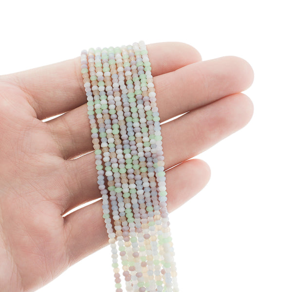 SALE Faceted Imitation Jade Beads 2mm - Pastel Rainbow - 1 Strand 190 Beads - LBD496