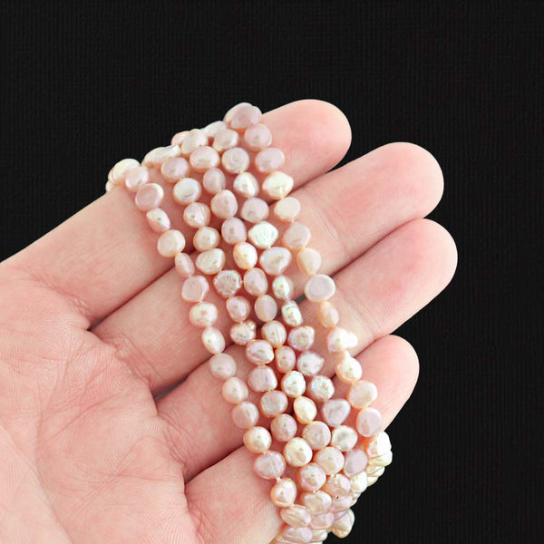 Pebble Natural Freshwater Pearl Beads 3-5mm - Polished Pink - 1 Strand 66 Beads - BD557