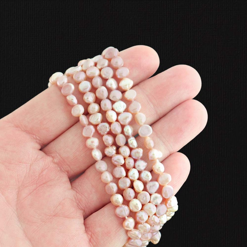 Pebble Natural Freshwater Pearl Beads 3-5mm - Polished Pink - 1 Strand 66 Beads - BD557