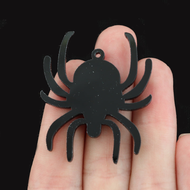 4 Black Spider Acrylic Charms 2 Sided - K119