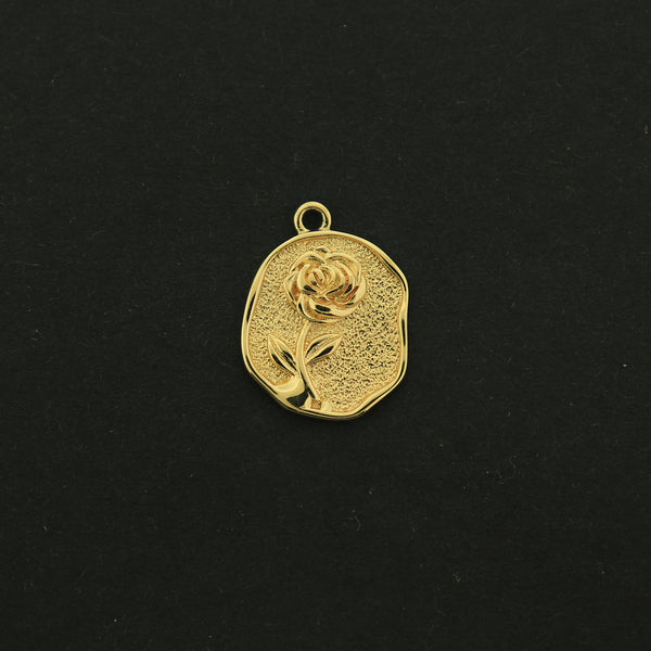 14k Rose Charm - Flower Pendant - 14k Gold Filled - GLD435