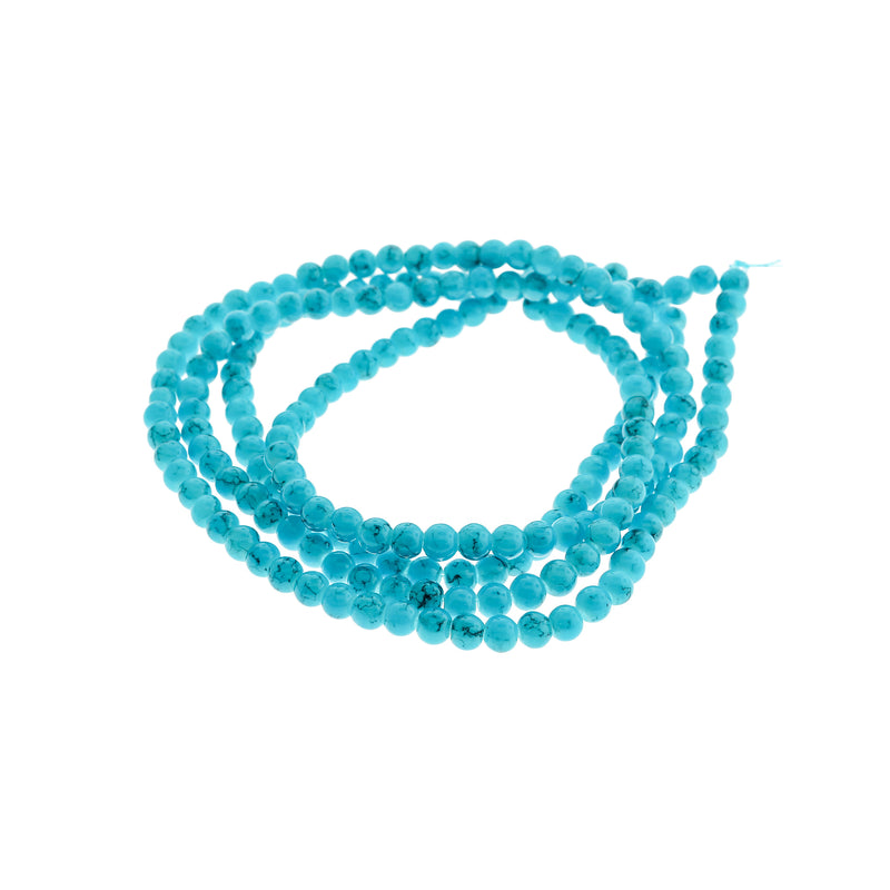 Round Glass Beads 4mm - Sky Blue - 1 Strand 200 Beads - BD2720