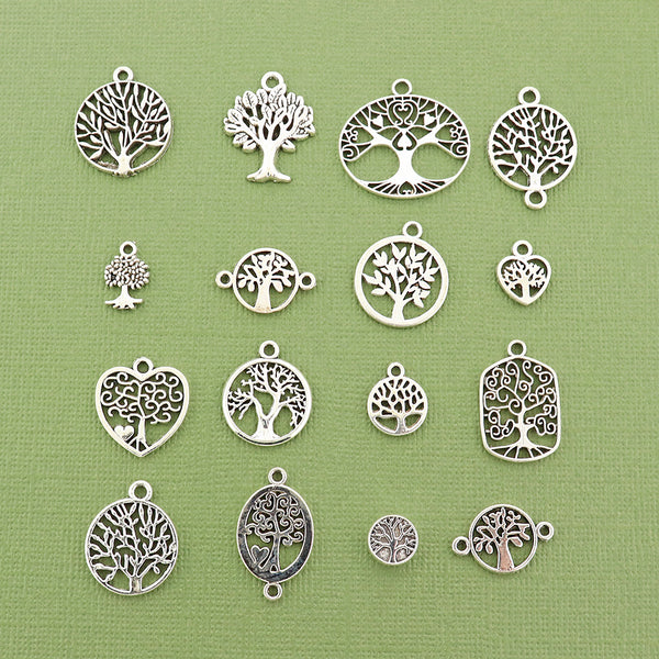 Tree of Life Charm Collection Antique Silver Tone 16 Different Charms - COL406H