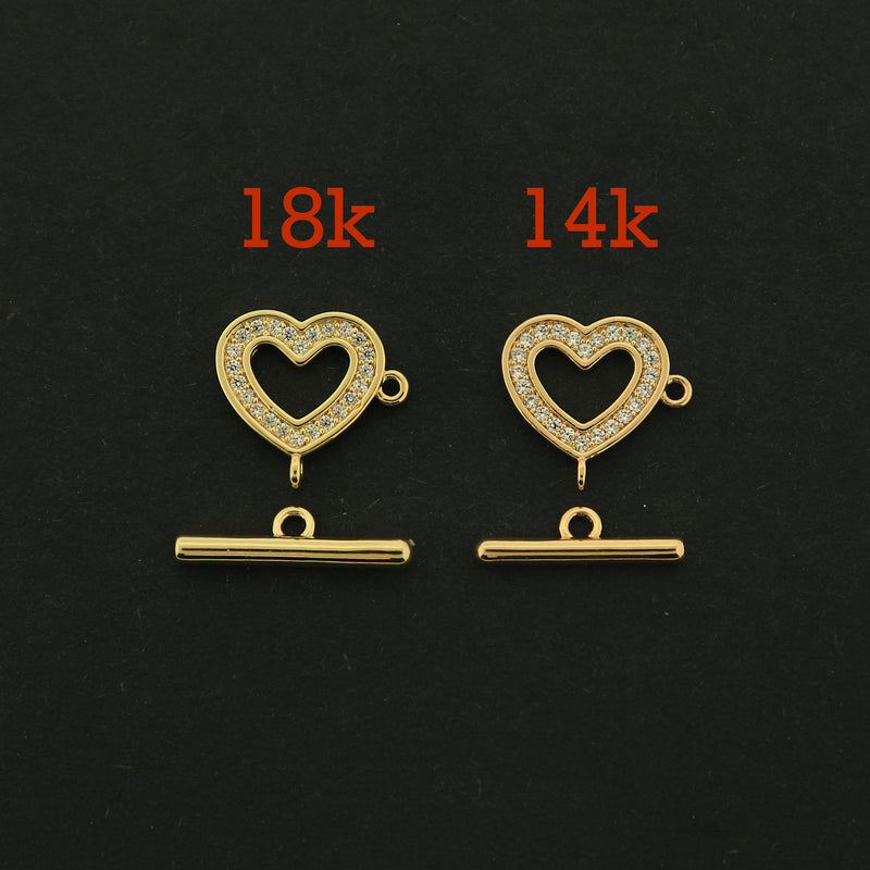 Gold Heart Clasp - Choose Your Finish - 14k or 18k Gold Filled