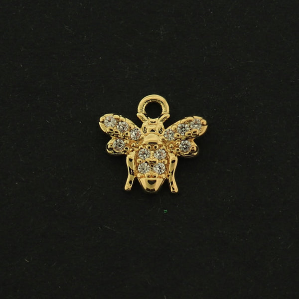 14k Bee Charm - Honeybee Pendant - 14k Gold Plated - GLD444
