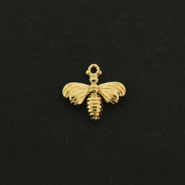 14k Bee Charm - 2 Charms - 14k Gold Plated - GLD445