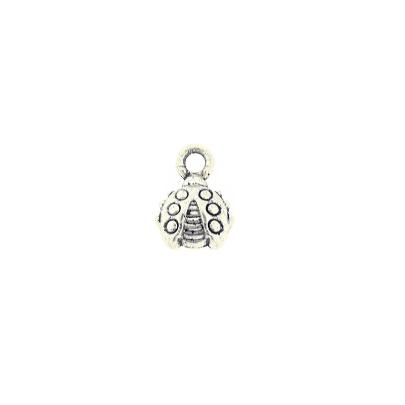 12 Ladybug Antique Silver Tone Charms - SC998