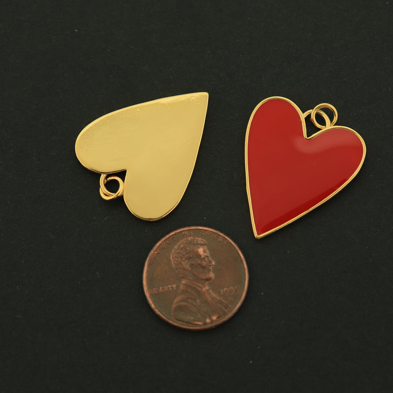 18k Heart Charm - Love Pendant - 18k Gold Plated - Choose Your Color