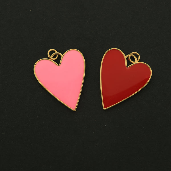 18k Heart Charm - Love Pendant - 18k Gold Plated - Choose Your Color