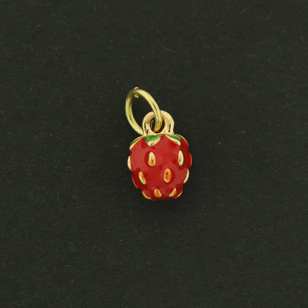 18k Strawberry Charm - Fruit Pendant - 18k Gold Plated - GLD668